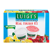 Luigi's Real Italian Ice lemon & strawberry, 6 cups 6-ct