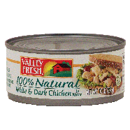 Valley Fresh Chicken White & Dark Chicken In Water, 100% Natural,  10oz