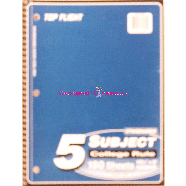 Top Flight  5 subject college rule notebook, 180 sheets, 10.5in x 81ct