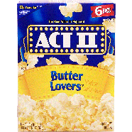 Act II Butter Lovers microwave popcorn, butter lovers, 6-bags 16.5oz