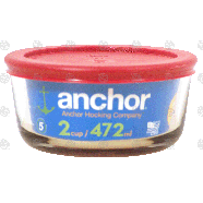Anchor  2 cup glass container with lid  1ct