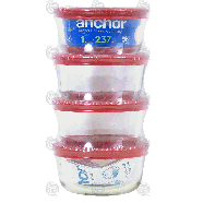 Anchor  4 - 1 cup glass containers with lids  4pk