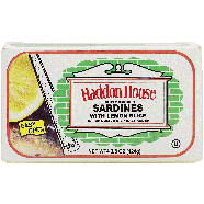 Haddon House  lightly smoked sardines with lemon slice in pure 4.375oz