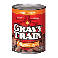 Gravy Train  dog food, turkey strips in gravy 13.2oz