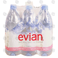 Evian  natural spring water, 6- 1 liter bottles 6-ct