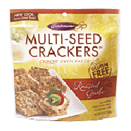 Crunchmaster  roasted garlic multi-seed crackers, gluten free 4.5oz