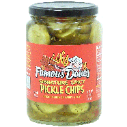 Famous Dave's Signature spicy pickle chips, unique blend of swe24fl oz