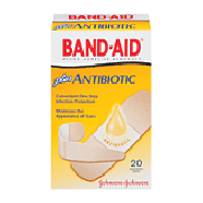 Band-Aid  adhesive bandages plus antibiotic, assorted sizes 20ct