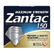 Zantac Acid Reducer Ranitidine Tablets 150Mg Maximum Strength 8ct