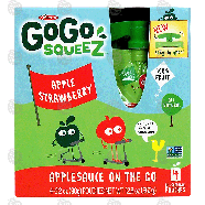 Go Go Squeez  apple strawberry applesauce, 4-pouches 12.8oz