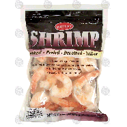 Wholey  farm raised shrimp, cooked, peeled, deveined, tail-on, 16-21lb
