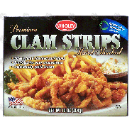 Wholey  premium hand shucked clam strips, pre-fried 10oz