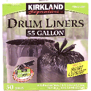Kirkland Signature  drum liner trash bags with smart closure, one-50ct