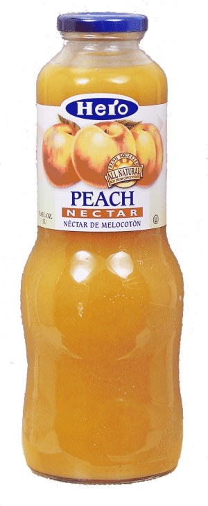 Hero peach nectar, fresh squeezed, all natural, not from concentrate, fruit content 50% minimum 1
