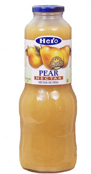 Hero pear nectar, fresh squeezed, all natural, not from concentrate, contains 50% juice 1