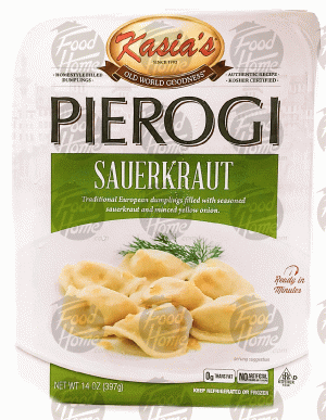 Kasia's sauerkraut pierogis, pre cooked, frozen container 14 ounce