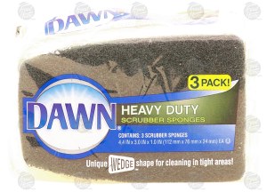 Dawn heavy duty scrubber sponges, unique wedge shape for cleaning in tight areas 3 pack