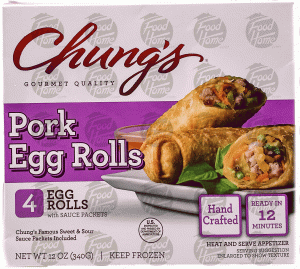 Chung's pork egg rolls, 4 ct., frozen box 12 ounce