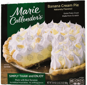 Marie Callender's banana cream pie, frozen box 34.9 ounce