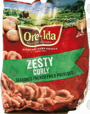 Ore-Ida Bold & Crispy zesty seasoned curly fries, seasoned french fried potatoes 28 ounce