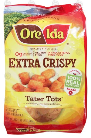Ore-Ida Extra Crispy Tater Tots seasoned, shredded potatoes 28 ounce
