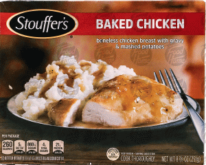 Stouffer's Classics baked chicken breast; boneless chicken breast with gravy & mashed potatoes 8.875 ounce