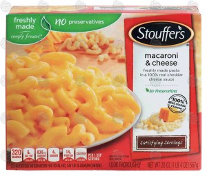 Stouffer's Satisfying Servings macaroni & cheese; freshly made pasta in a 100% real cheddar cheese sauce 20 ounce