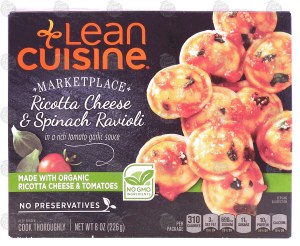 Stouffer's Lean Cuisine marketplace; ricotta cheese & spinach ravioli in a rich tomato garlic sauce 8 ounce