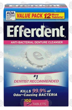 Efferdent anti-bacterial denture cleanser, tablets 102 count