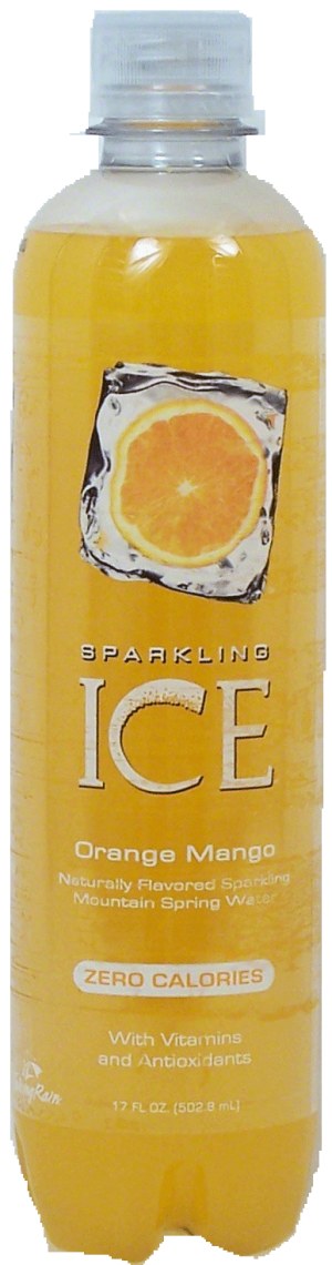Sparkling Ice orange mango naturally flavored sparkling mountain spring water, zero calories, 3% juice 17 fluid ounce