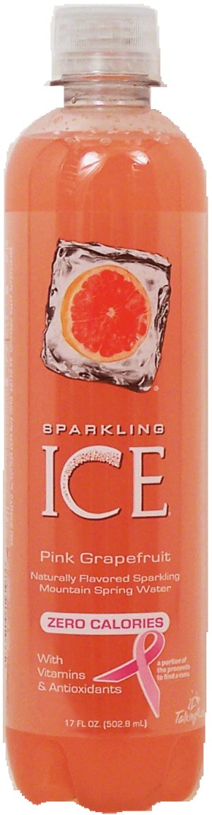Sparkling Ice pink grapefruit naturally flavored sparkling mountain spring water, zero calories, 3% juice 17 fluid ounce