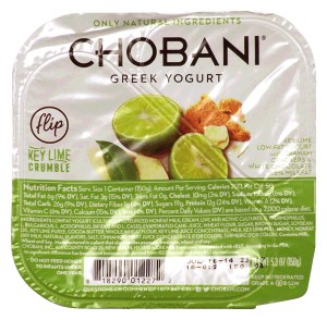 Chobani Greek Yogurt flip; key lime crumble, key lime low-fat yogurt with graham crackers & white chocolate 5.3 ounce