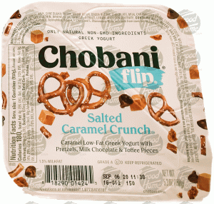 Chobani Flip salted caramel crunch, cup 5.3 ounce
