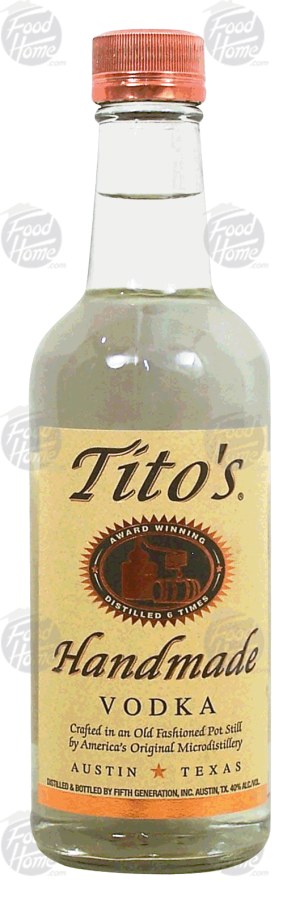 Tito's Handmade vodka, american's original microdistillery, 40% alc. by vol. 375 milliliter