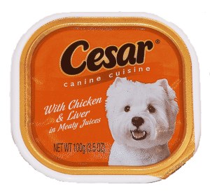 Cesar dog food with chicken & liver in meaty juices 3.5 ounce
