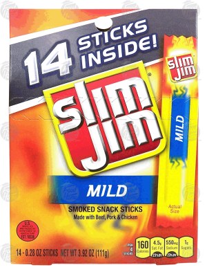 Slim Jim mild smoked snack sticks, 14 sticks 3.92 ounce