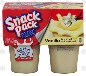 Snack Pack vanilla poudding, 4-3.25 oz cups 13 ounce