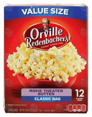 Orville Redenbacher's value size, movie theater butter, 100% whole grain, 12 classic bags 39.49 ounce