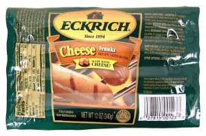 Eckrich cheese franks, 8 ct 12 ounce