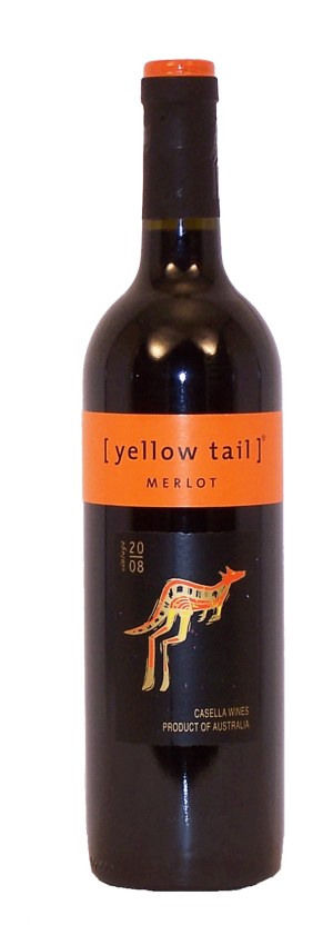 Yellow Tail merlot, south eastern australia, 13.5% alc./vol. 750 milliliter