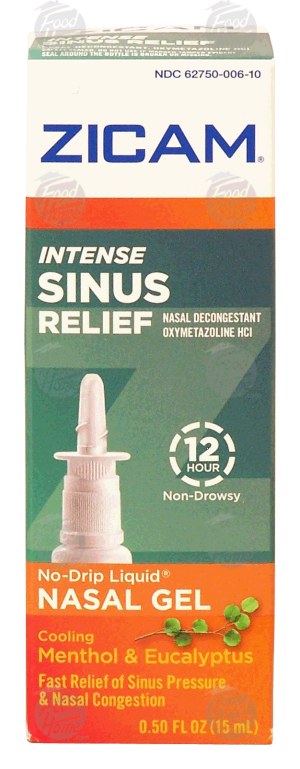 Zicam intense sinus relief, no-drip nasal gel, cooling menthol & eucalyptus 0.5 fluid ounce