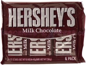 Hershey's milk chocolate candy bars, 6-count 9.3 ounce