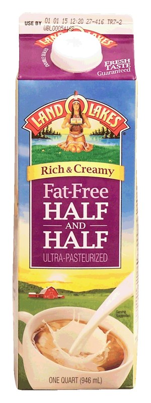 Land O Lakes(R) rich & creamy fat-free half and half, ultra-pasteurized 1 quart