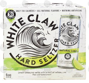 White Claw hard seltzer with lime, 5% alc. by vol., 12-fl. oz. cans 6 pack