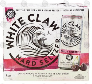 White Claw hard seltzer with black cherry, 5% alc. by vol., 12-fl. oz. cans 6 pack