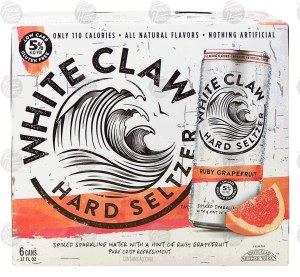White Claw hard seltzer with ruby grapefruit, 5% alc. by vol., 12-fl. oz. cans 6 pack
