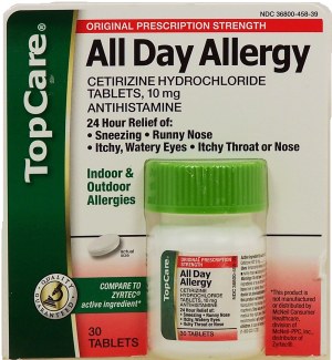 Top Care Liqui-Gels 24 hour all day allergy relief, indoor & outdoor allergies, 10 mg cetirizine hydrochloride tablets 30 count