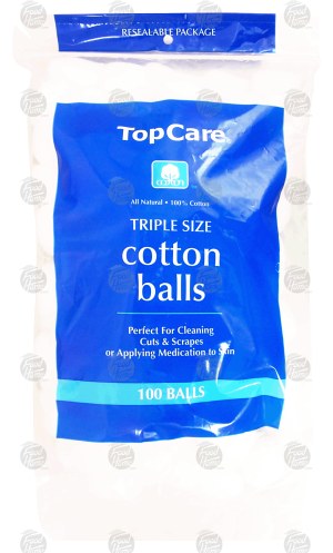 Top Care cotton balls, triple size 100 count