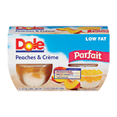 Dole Fruit Bowls Parfait Peaches & Creme 4.3 Oz 4 pack