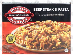 Boston Market Home Style Meals beef steak & pasta in a savory brown gravy with mushrooms 14 ounce